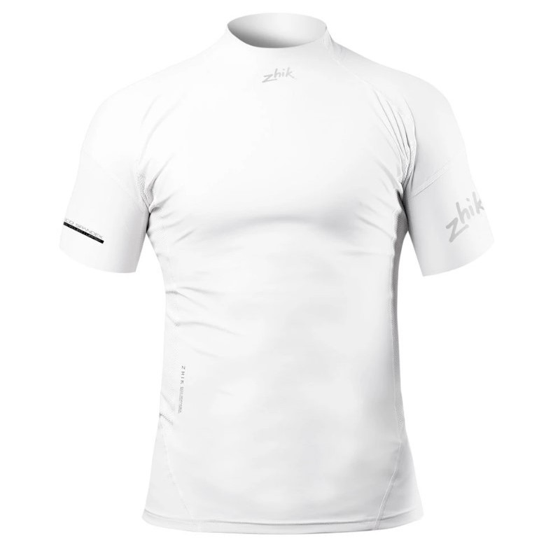 ZHIK - MAGLIETTA IN ECO SPANDEX A MANICA CORTA DA UOMO - BIANCA - DTP-0067-M-WHT